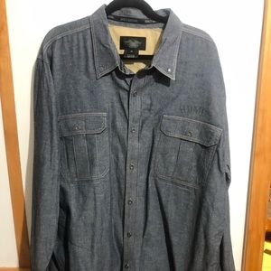 NWOT Harley Davidson Men’s denim button up dress shirt